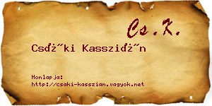 Csáki Kasszián névjegykártya